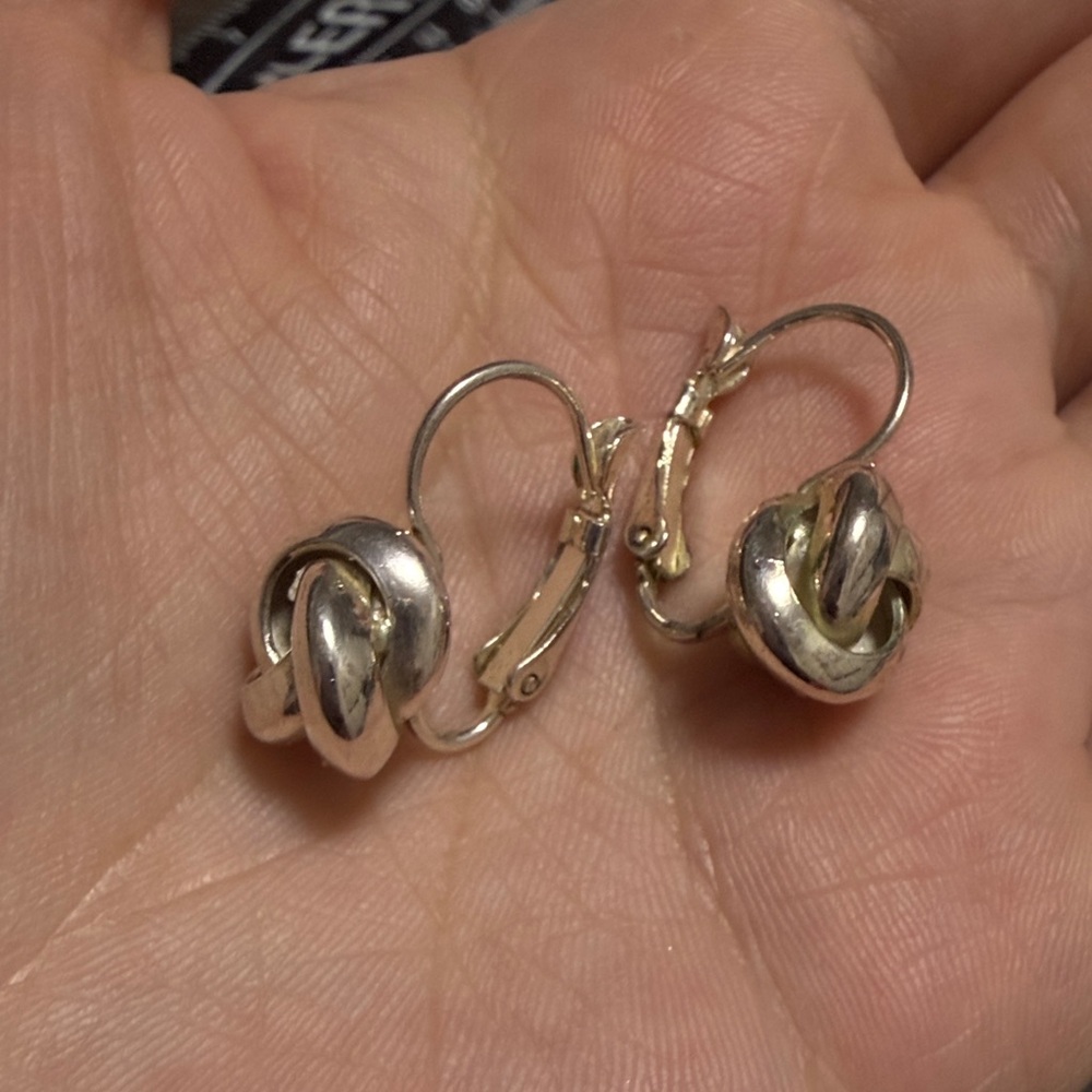 Sterling Silver Knot Drop Leverback Earrings - Silver - Picture 2 of 5